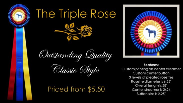 Triple Rose 28 Custom Award Ribbon Rosette